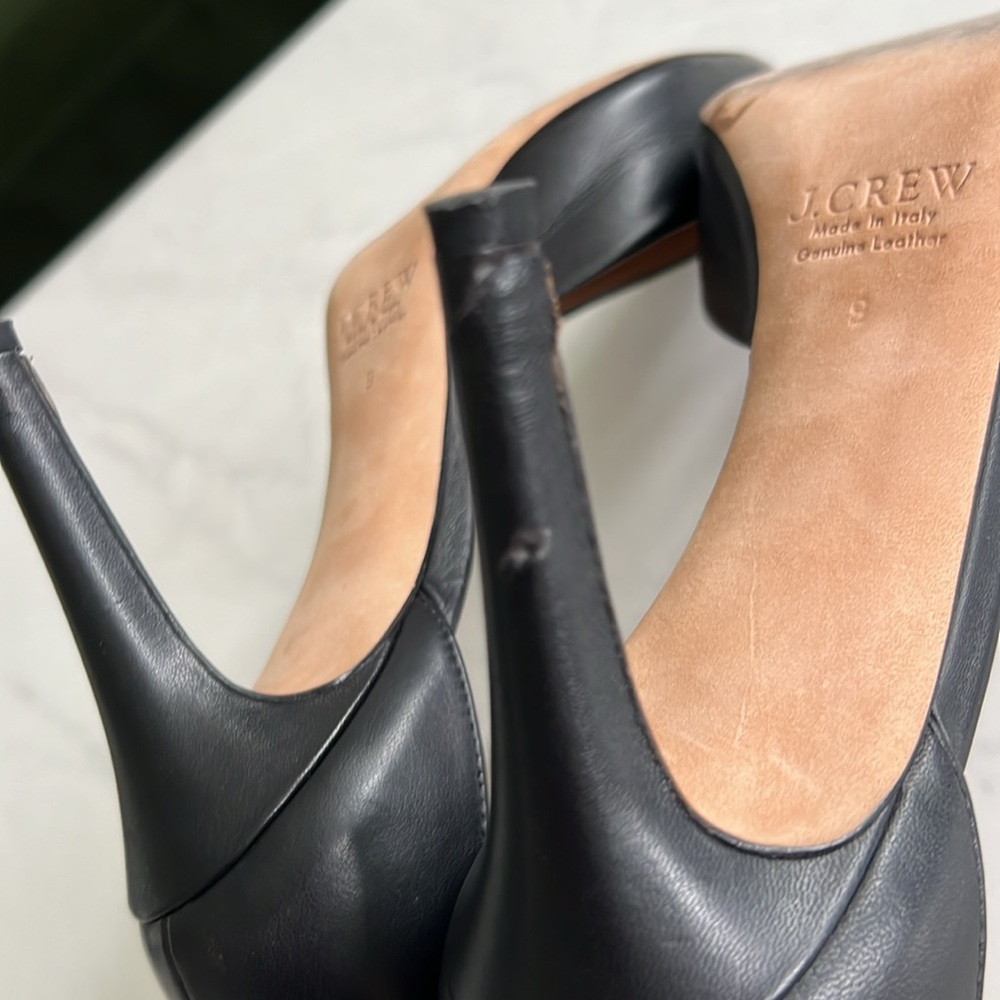 J.CREW QUINN BLACK LEATHER ANKLE CUFF PUMPS STILETTOS HEELS SIZE US 9 - Picture 7 of 11